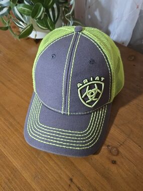 Ariat Gray and Neon Green Mesh Back Cap